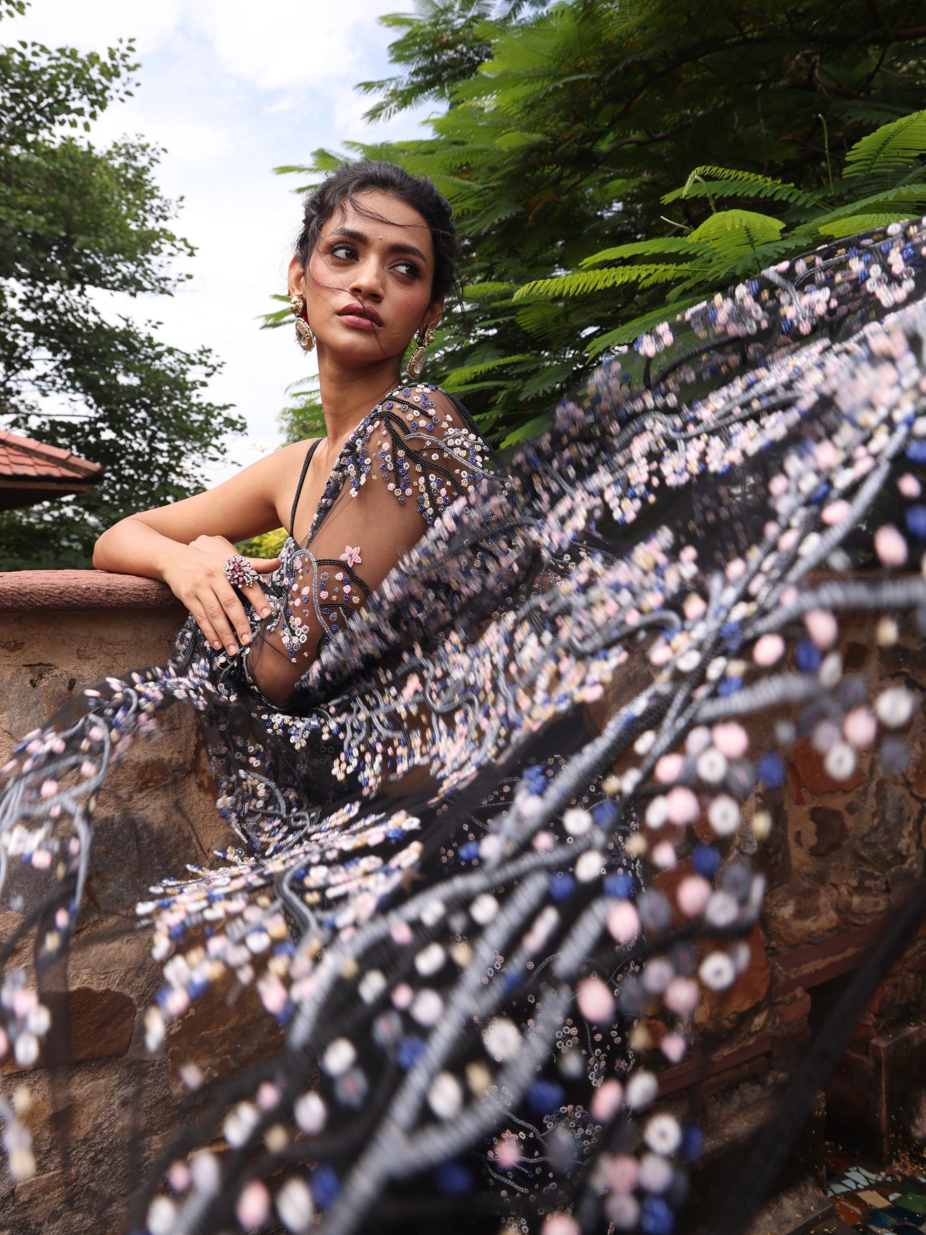 Noir Petal Saree
