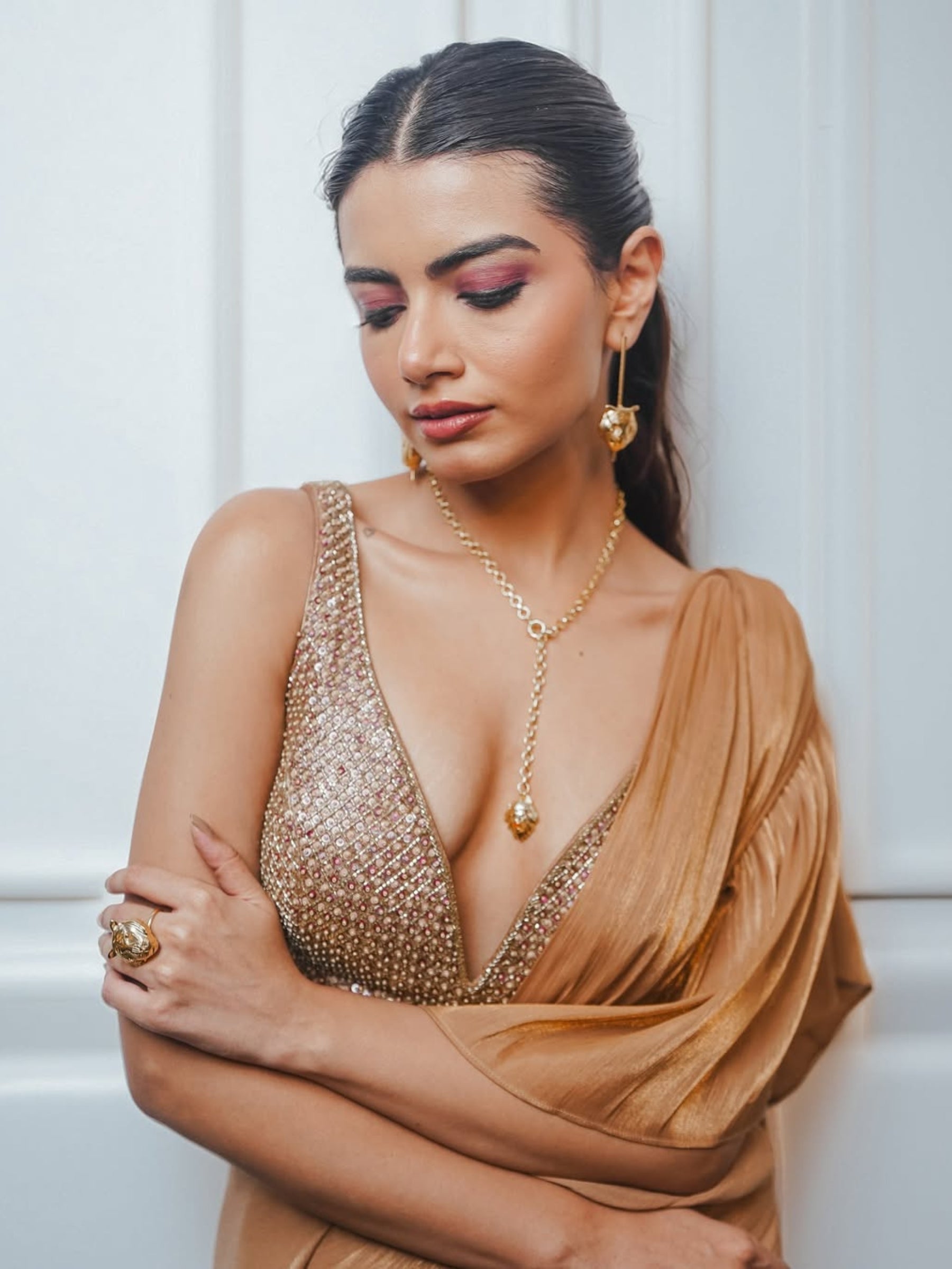 Ms. Universe Telangana Niharika Sood in Ripple Dusk Saree