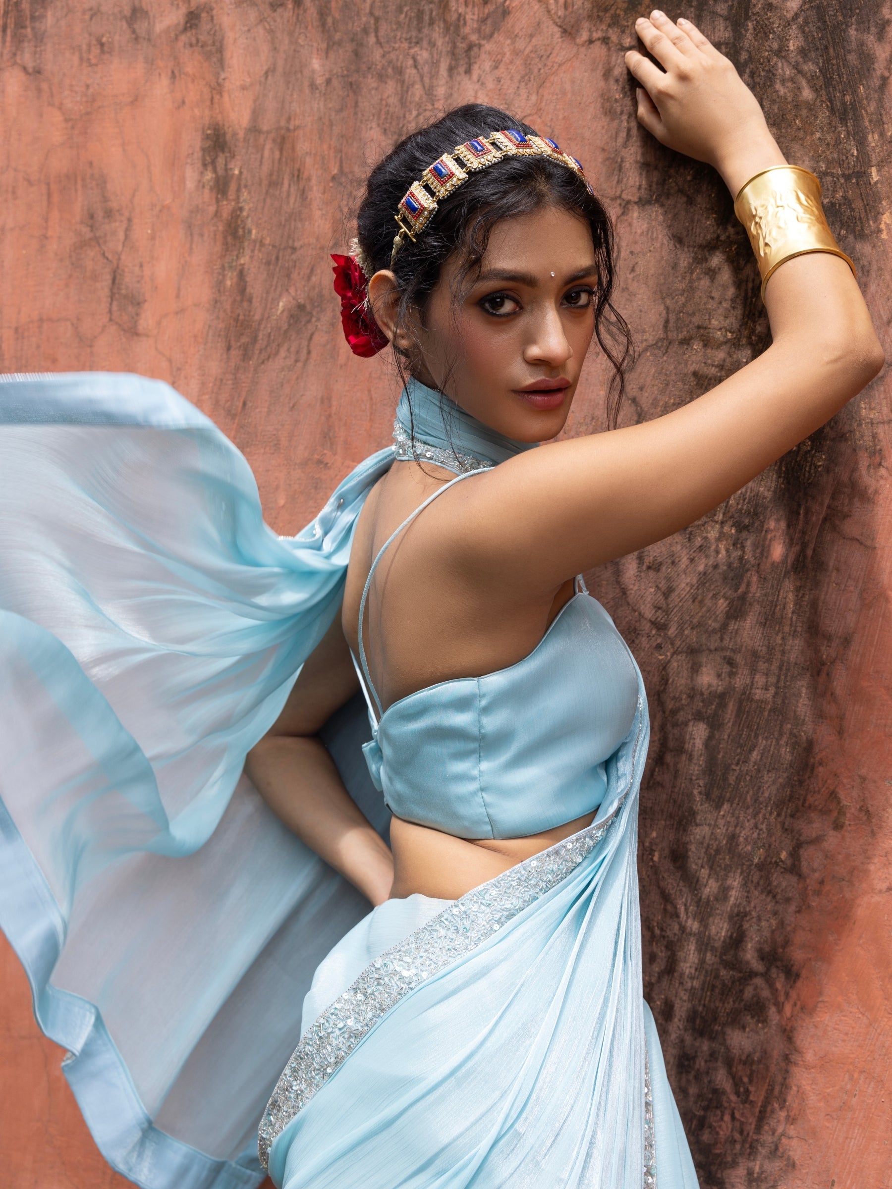 Azure Veil Saree