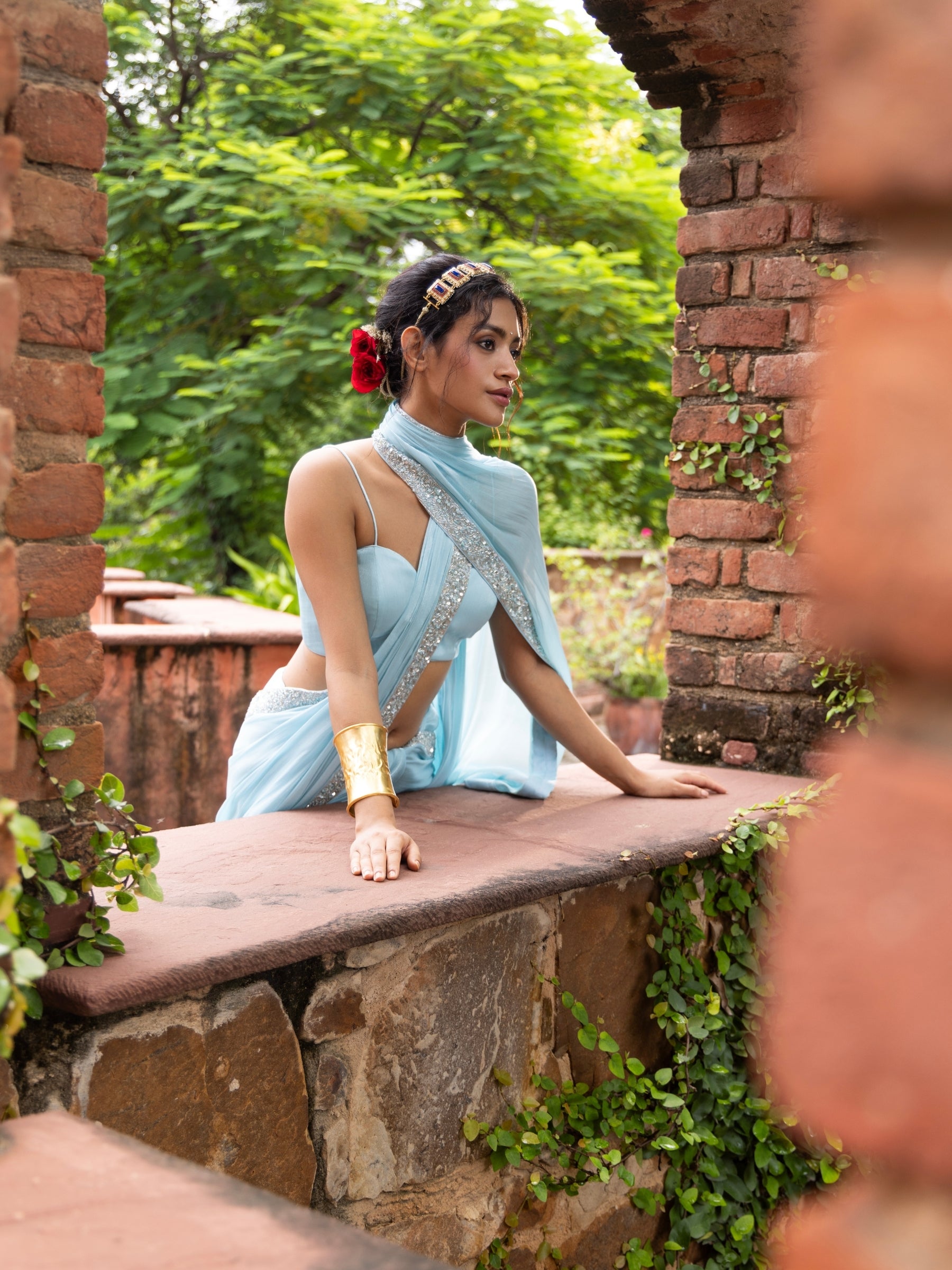 Azure Veil Saree