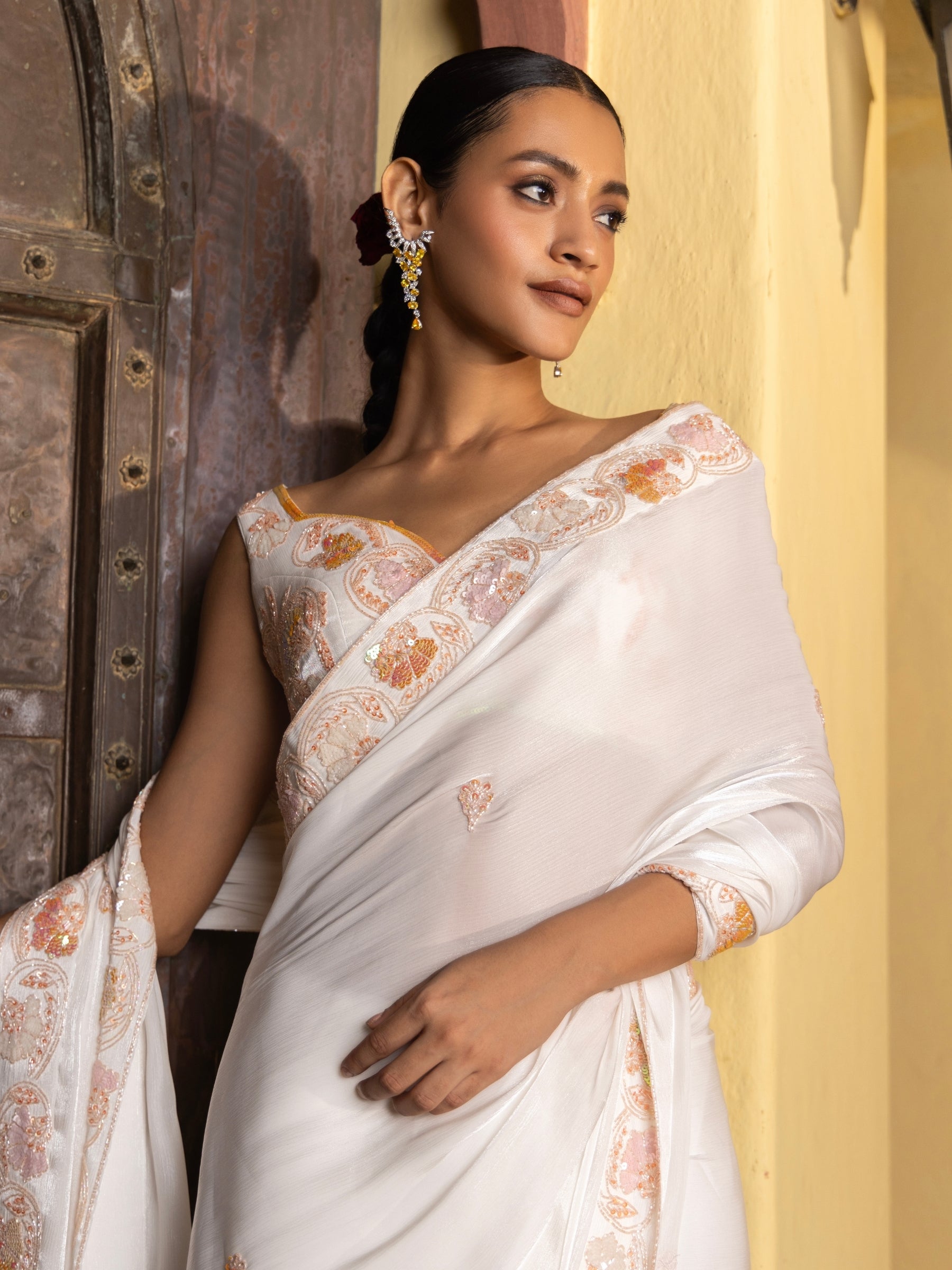 Featherveil Saree